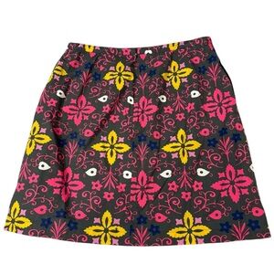 Boden Brown Grey Pink Yellow Geometric Print Mini A LIne Skirt Size 10P